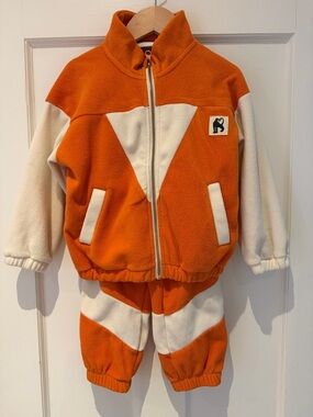 Mini Rodini Orange and Cream Fleece Matching Set